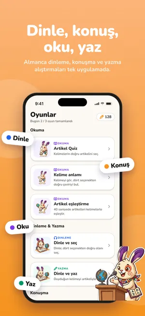 Okuma, dinleme, konuşma ve yazma oyunları